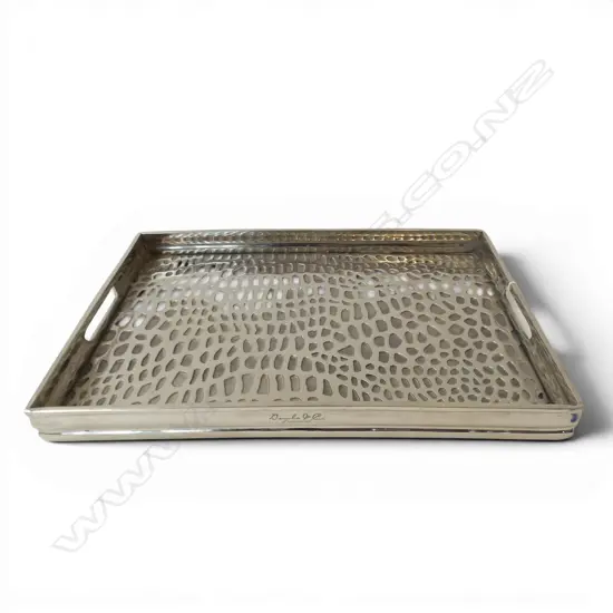 SILVER METAL TRAY 350x500mm