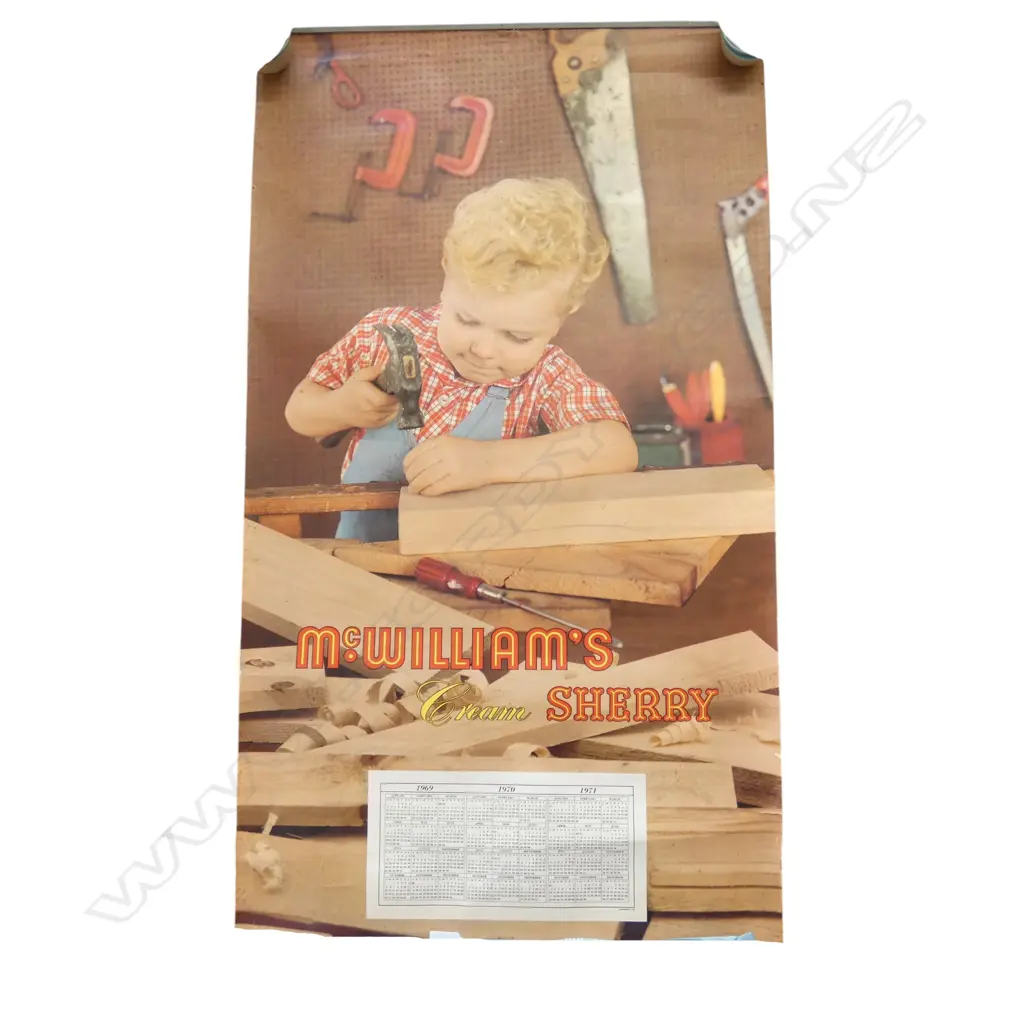 VINTAGE MCWILLIAMS CREAM SHERRY CALENDER 990x550mm  Image 1++