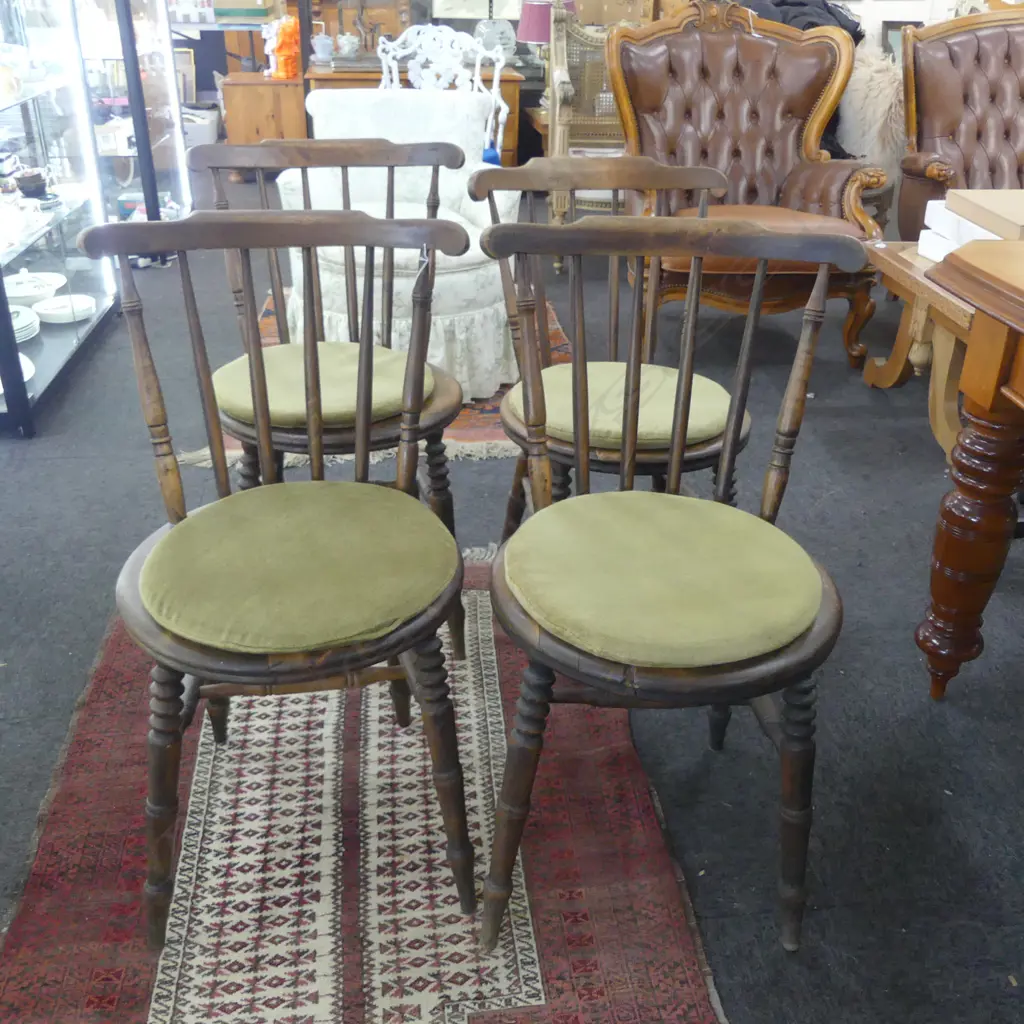 4 EDWARDIAN SPINDLE BACK CHAIRS, H.800mm Image 1++