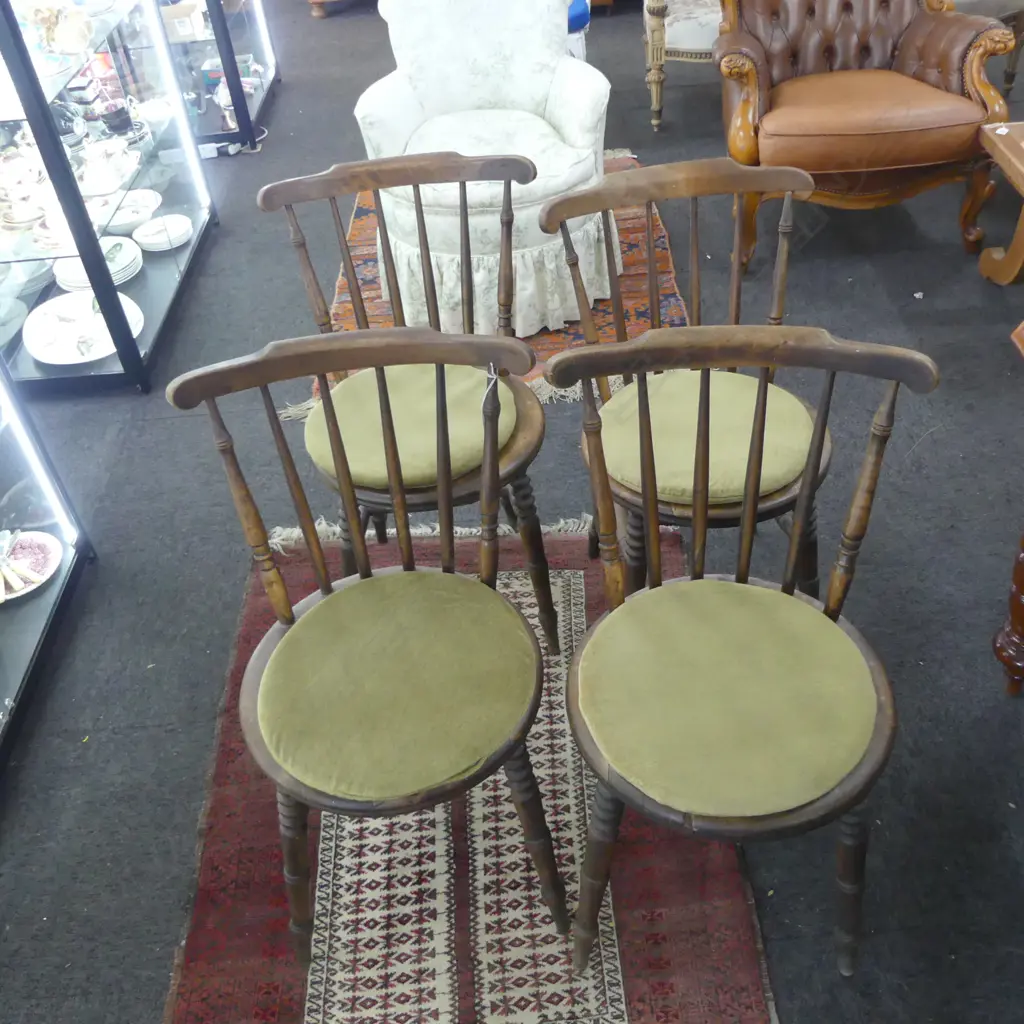 4 EDWARDIAN SPINDLE BACK CHAIRS, H.800mm Image 1++