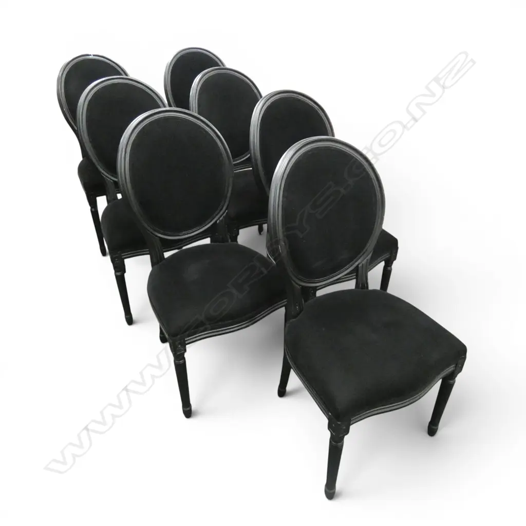 7 BLACK FRENCH STYLE DINING CHAIRS Image 1++