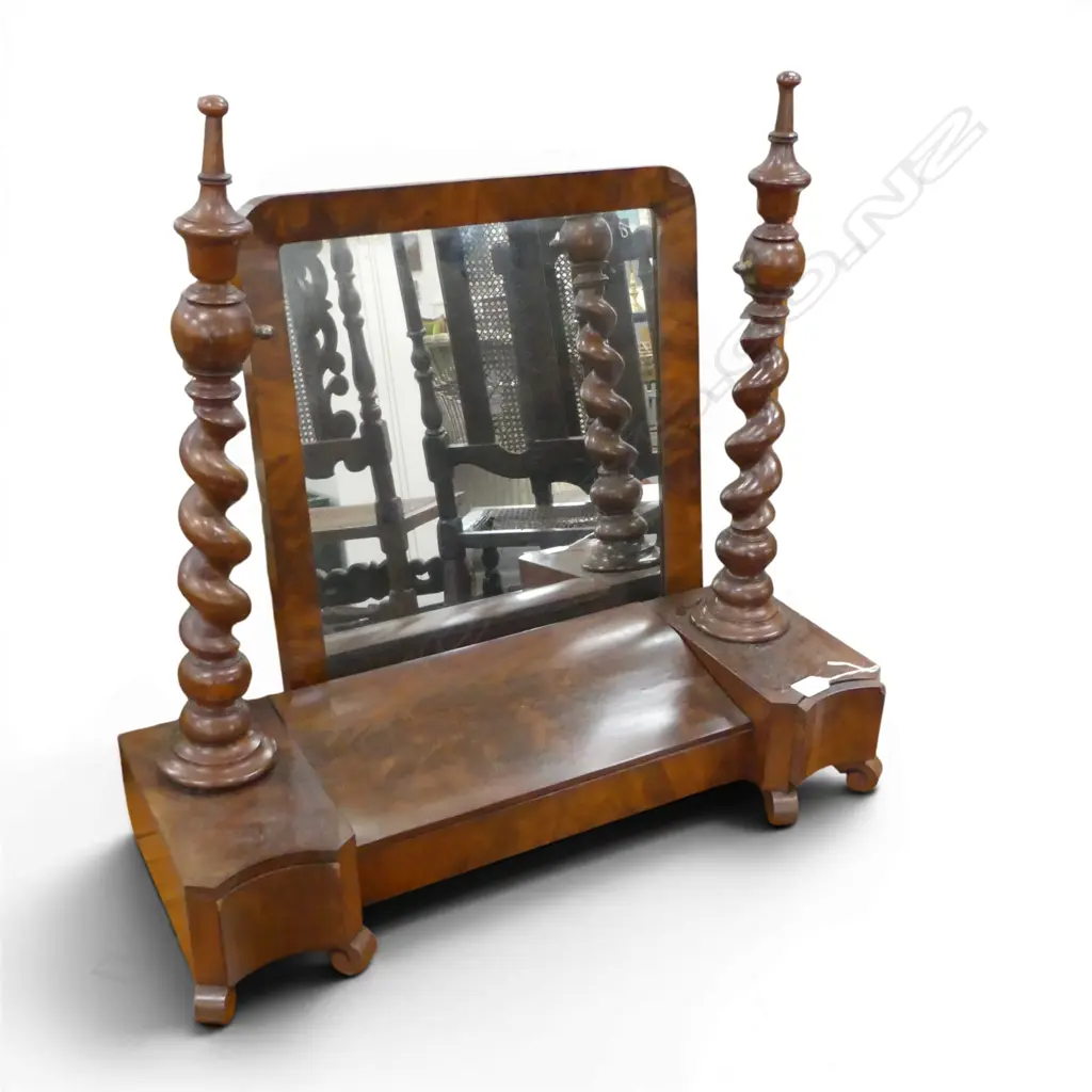 VICTORIAN MAHOGANY SWINGBACK VANITY MIRROR H.700mm needs minor repair Image 1++