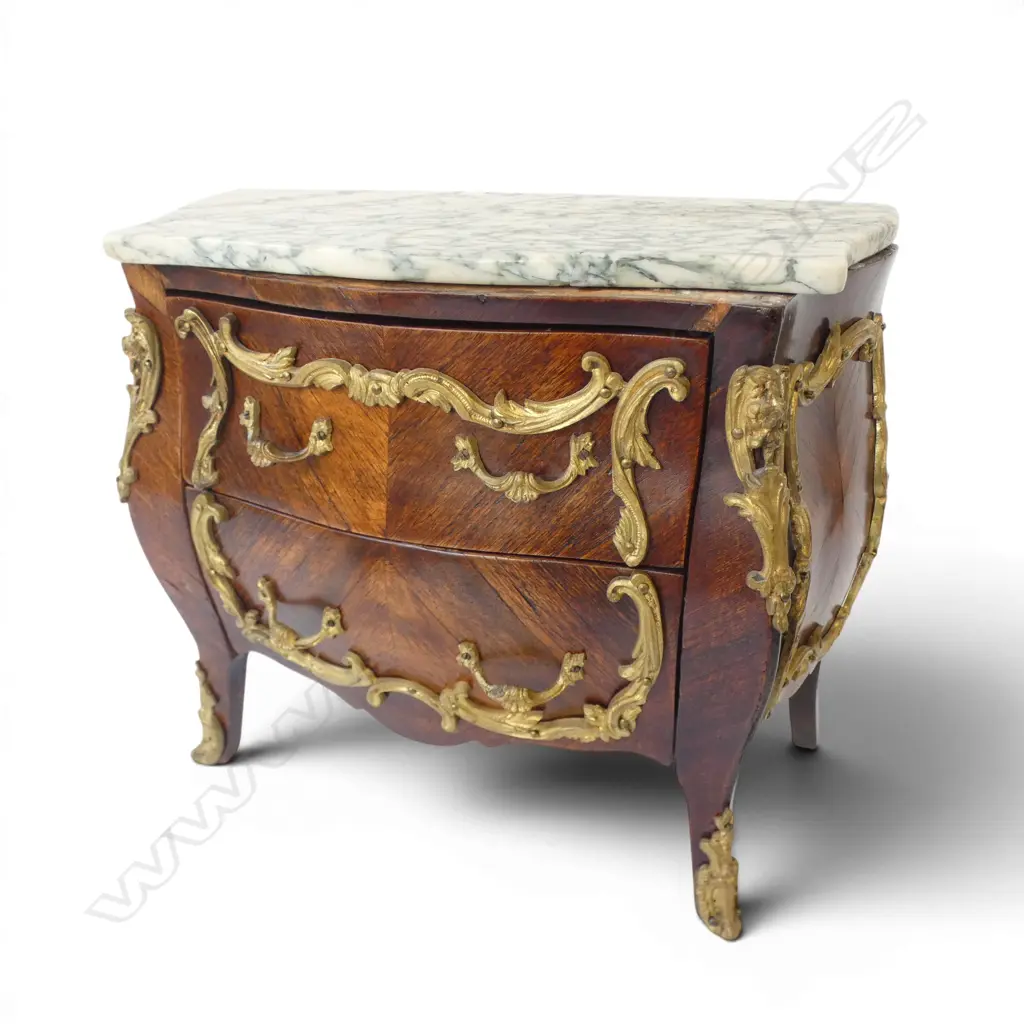 FRENCH BOMBE COMMODE JEWELLERY BOX, MARBLE TOP AF 300x150x250mm Image 1++