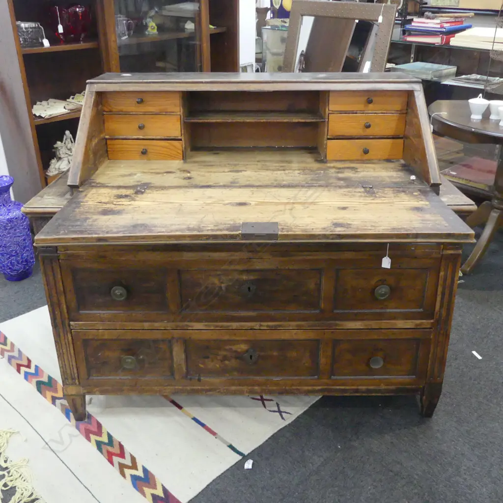 ANTIQUE CONTINENTAL PINE BUREAU old borer 1290x670x1030mm Image 1++