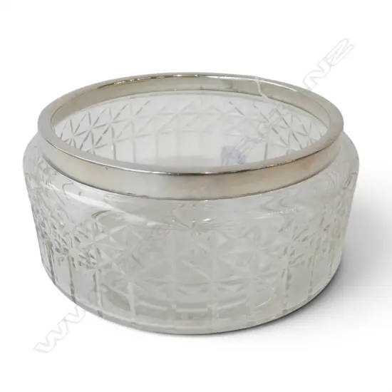 CRYSTAL BOWL w. STG SILVER RIM H.100mm, 200mm dia