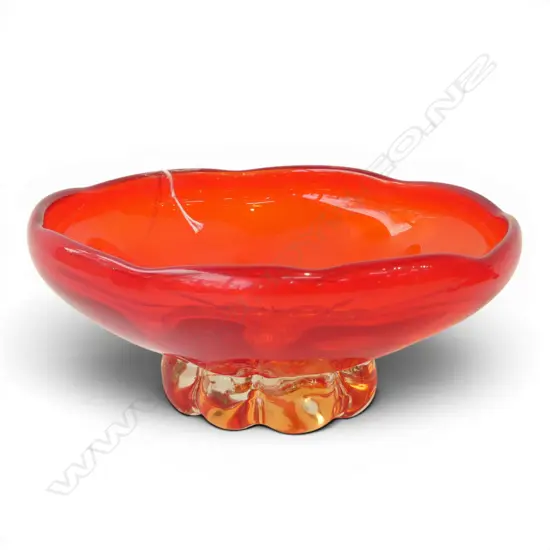 RED ART GLASS BOWL H.190mm 240mm dia