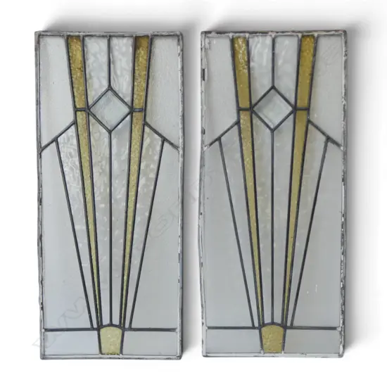 2 DECO LEAD LIGHT WINDOW PANELS 740x330mm