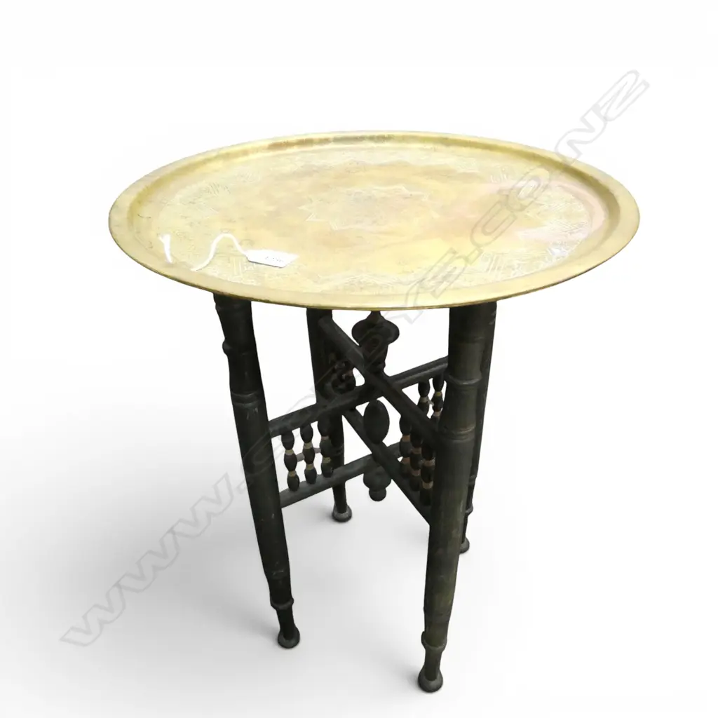 BRASS TOPPED FOLDING TABLE Dia.440/580mm Image 1++