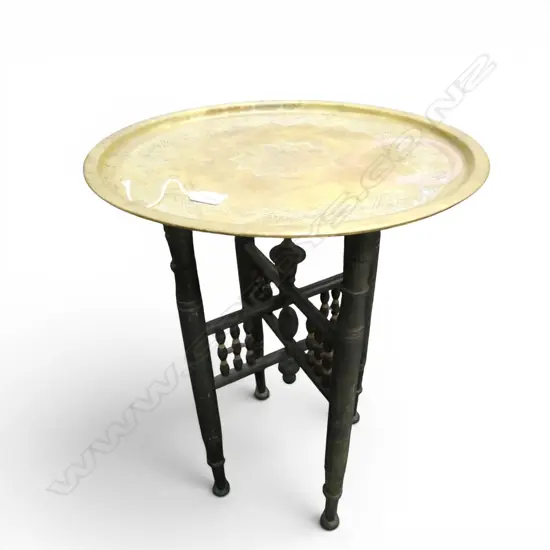 BRASS TOPPED FOLDING TABLE Dia.440/580mm