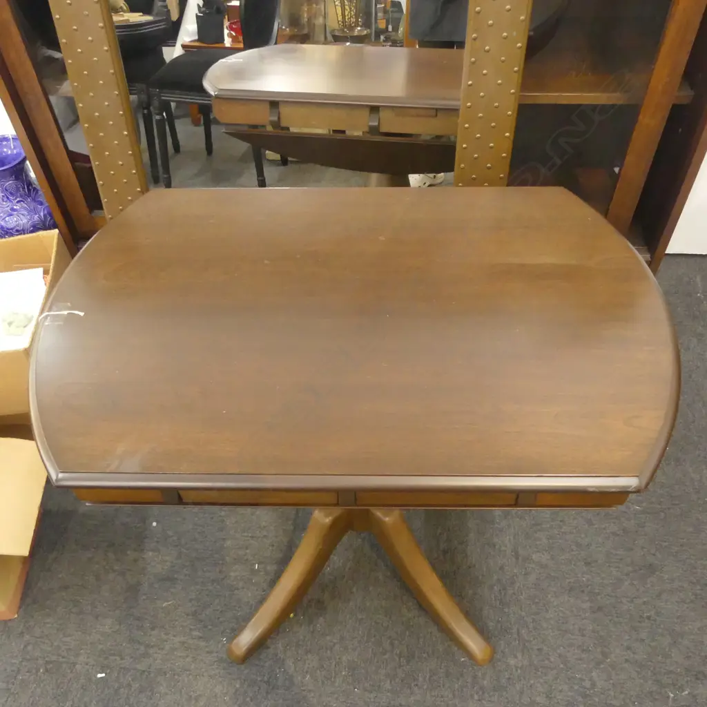 MAHOGANY PEDESTAL DROPSIDE TABLE W.880mm Image 1++