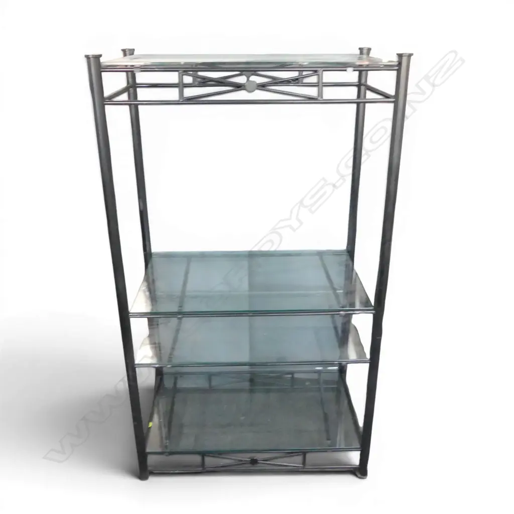 BLACK FRAMED METAL & GLASS SHOP DISPLAY SHELVES H1510 W880MM Image 1++