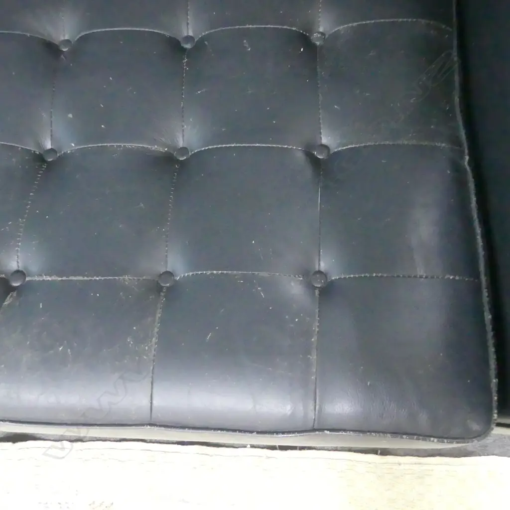 BARCELONA STYLE BLACK LEATHER SOFA 2300x800x800mm Image 1++