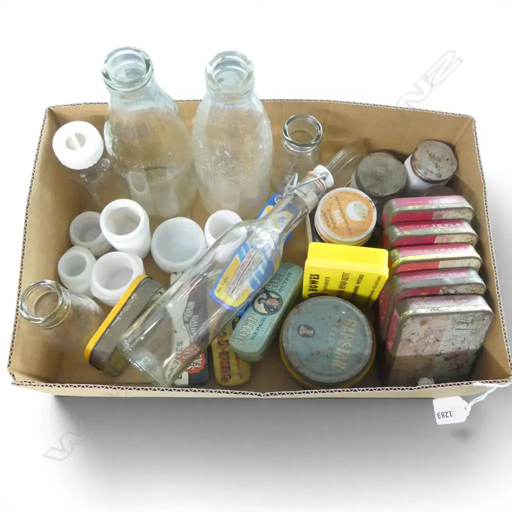 ASST. BOTTLES & TINS, PUNCTURE REPAIR KITS ETC Image 1++