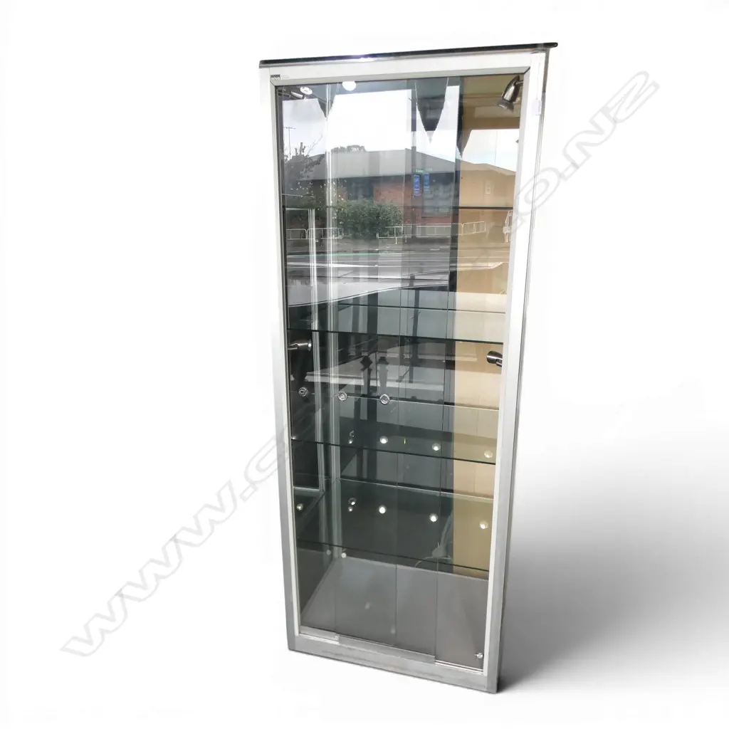 TALL POLISHED ALLUMINUM SHOP DISPLAY CABINET  H1800MM W700MM Image 1++