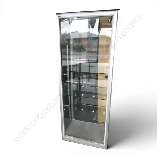 TALL POLISHED ALLUMINUM SHOP DISPLAY CABINET  H1800MM W700MM