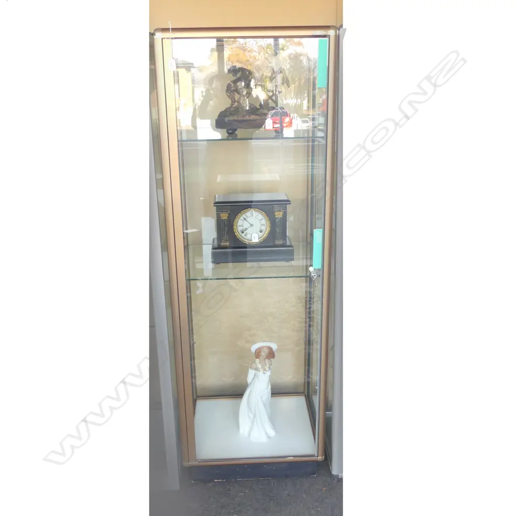 TALL BRONZED FINISH TOWER SHOP DISPLAY CABINET WITH KEY H1800MM W600MM Image 1++
