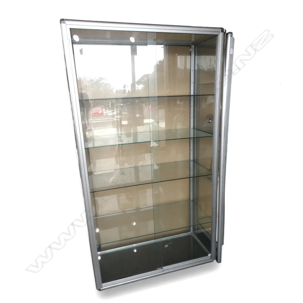 TALL DOUBLE DOOR POLISHED ALLUMINUM SHOP DISPLAY CABINET H1800MM W1000MM Image 1++