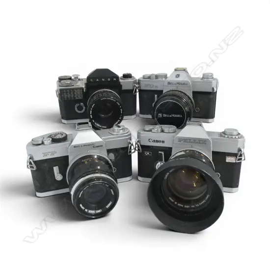 2 BELL & HOWELL VINTAGE 35MM CAMERAS & 2CANON CAMERA