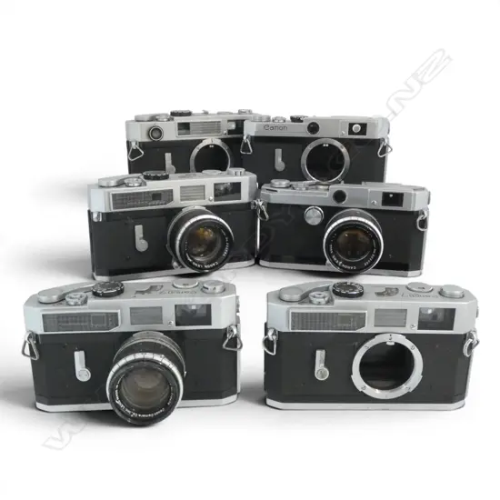 3 VINTAGE 35MM CANON CAMERAS & 3 CAMERA BODYS