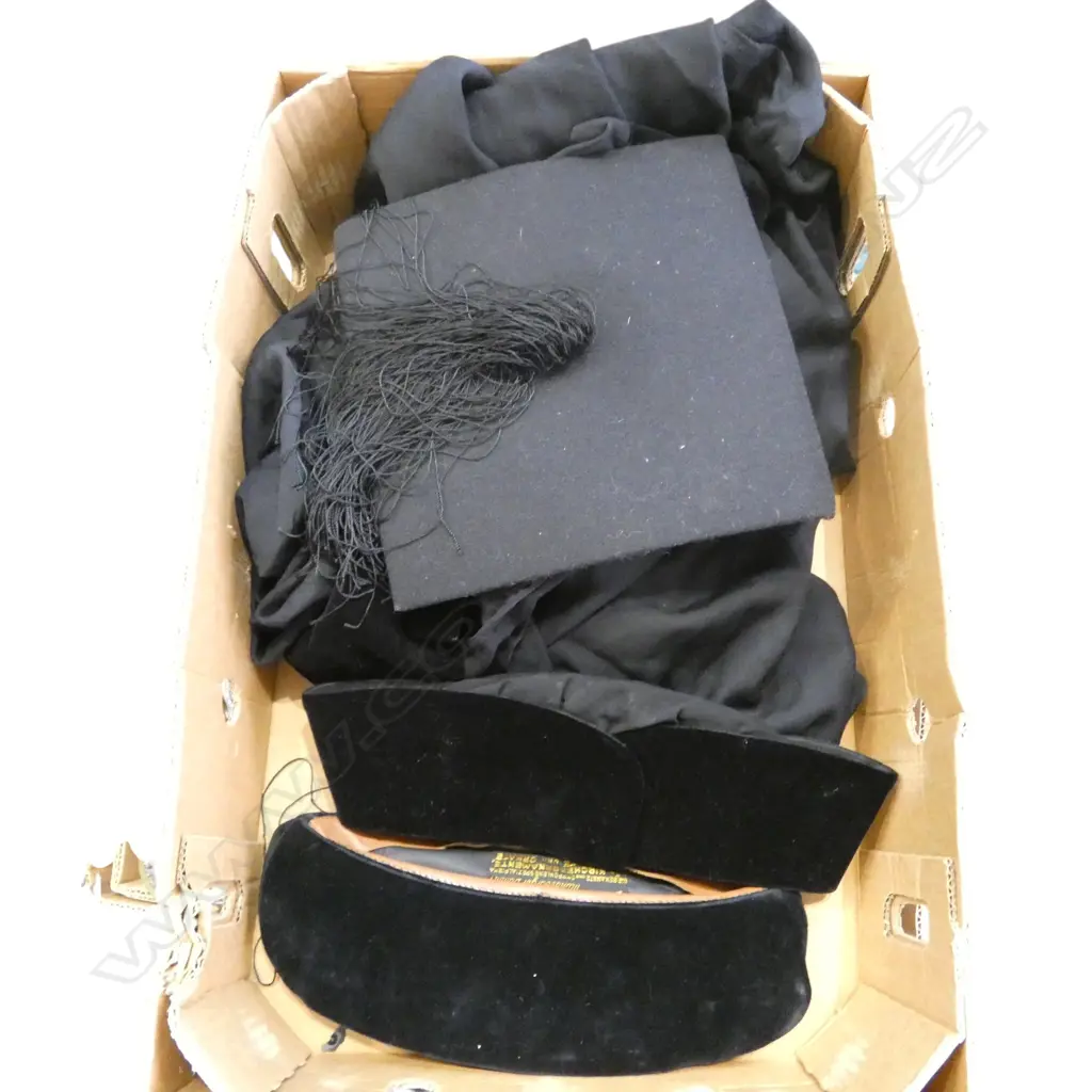 COLLECTION OF VINTAGE HATS + BLACK JUDGE'S? ROBE Image 1++