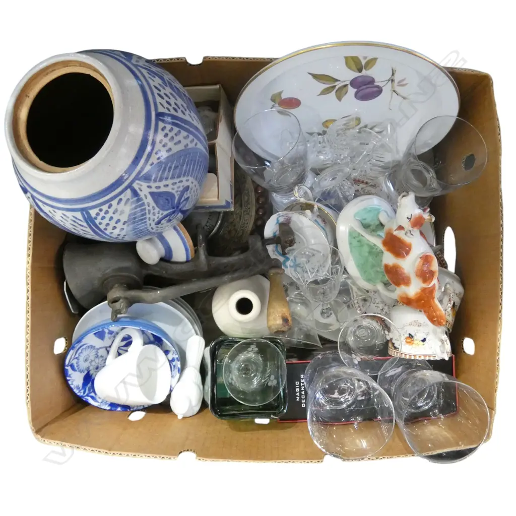 ASST CHINA, GLASSWARE INCL. WATERFORD SALT / PEPPER, BAROMETER 255mm dia Image 1++