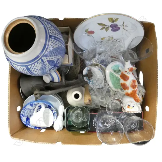 ASST CHINA, GLASSWARE INCL. WATERFORD SALT / PEPPER, BAROMETER 255mm dia