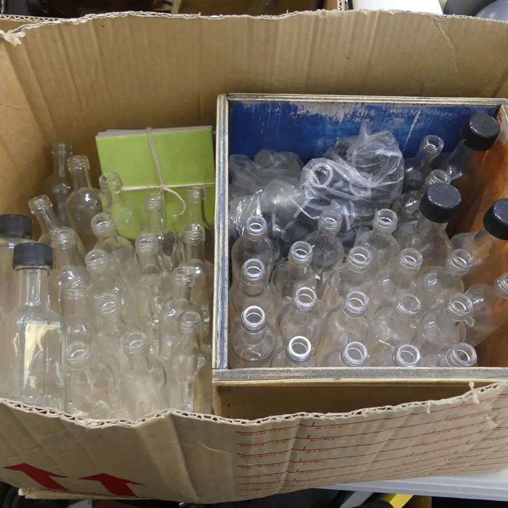 COLLECTION OF ASST. SMALL GLASS BOTTLES  Image 1++
