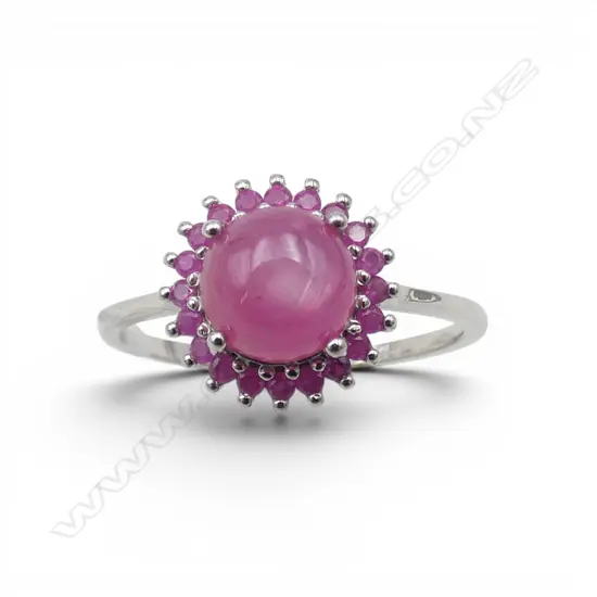 SILVER STAR RUBY & RUBY CLUSTER RING