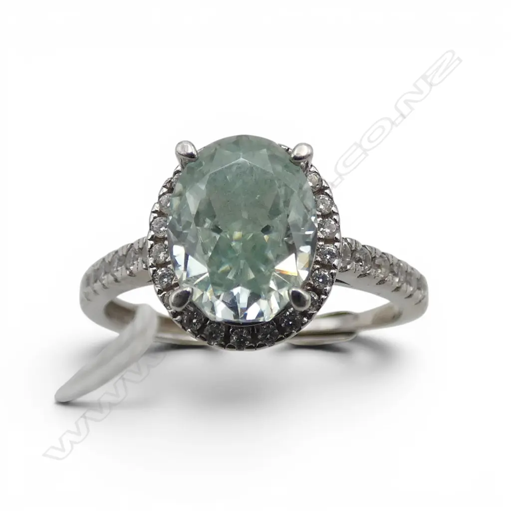 SILVER SET MOISSANITE RING, adjustable size Image 1++