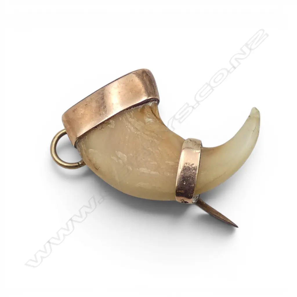 ANTIQUE TIGER CLAW PENDANT BROOCH L.20mm 2gms Image 1++