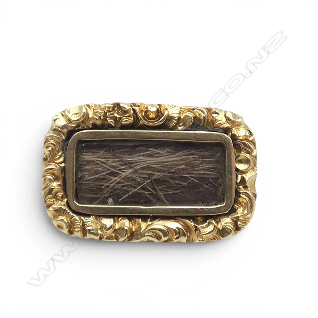 15CT MOURNING BROOCH 12x20mm 3.3gms Image 1++