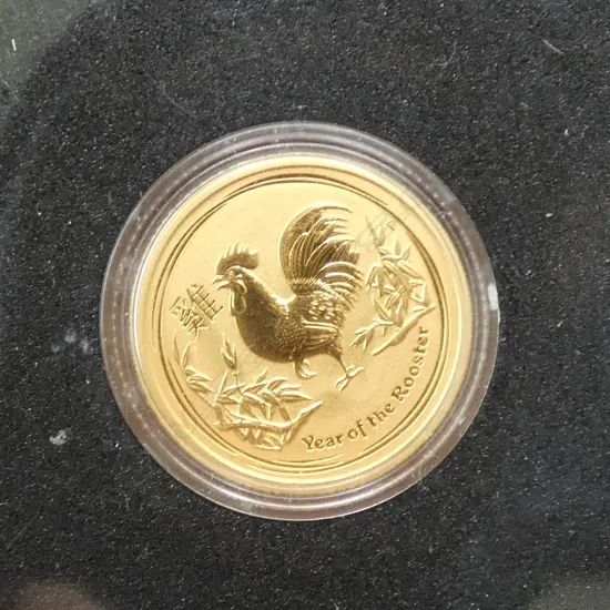AUSTRALIAN 99 GOLD 1/10 OZ $15 COIN 'YEAR OF THE ROOSTER' 2017