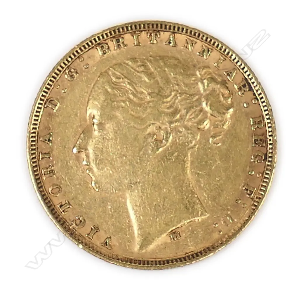 # An 1878 gold full sovereign. Melbourne Mint. Victoria's head Image 1++