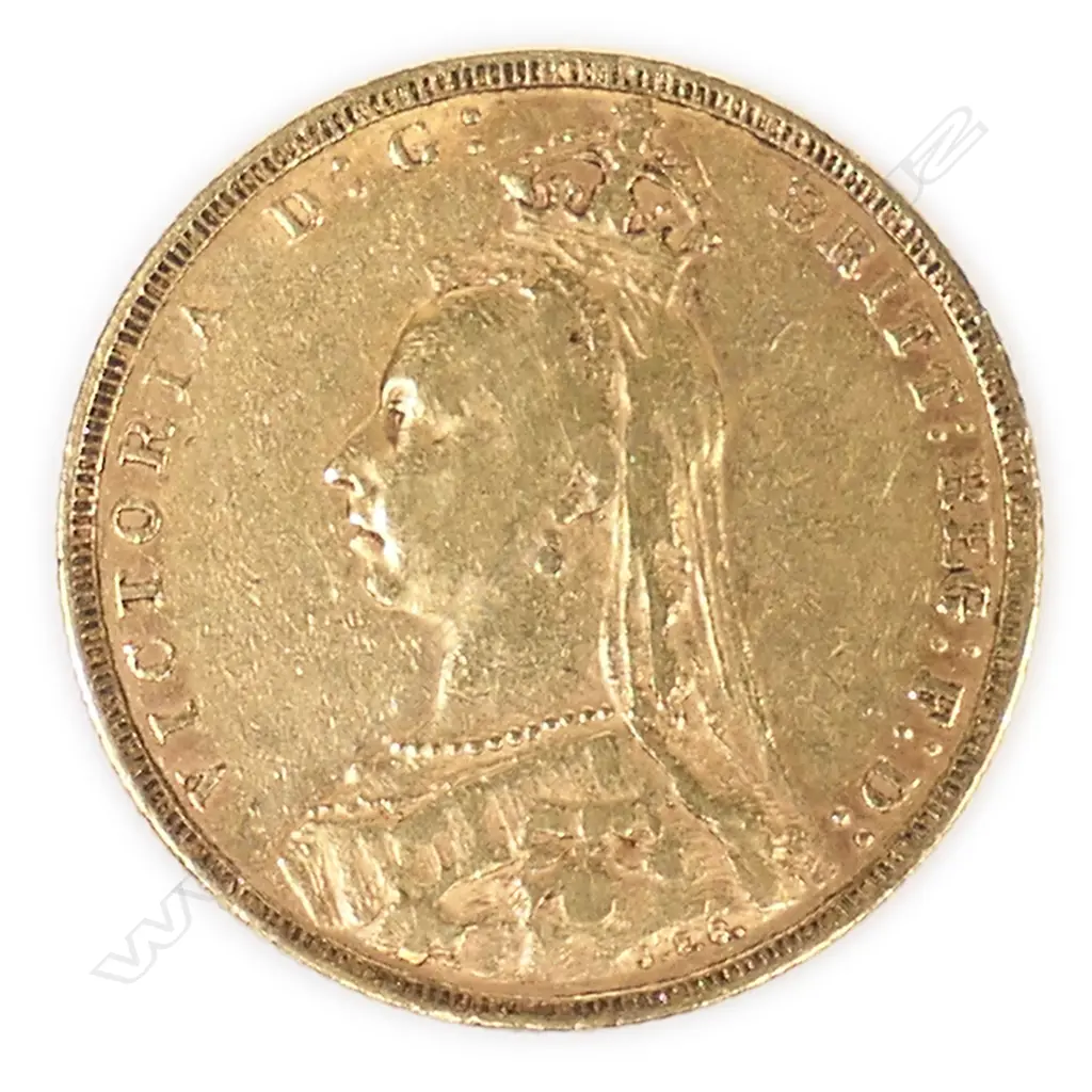 # An 1890 gold full sovereign. British Mint. Victoria's head Image 1++