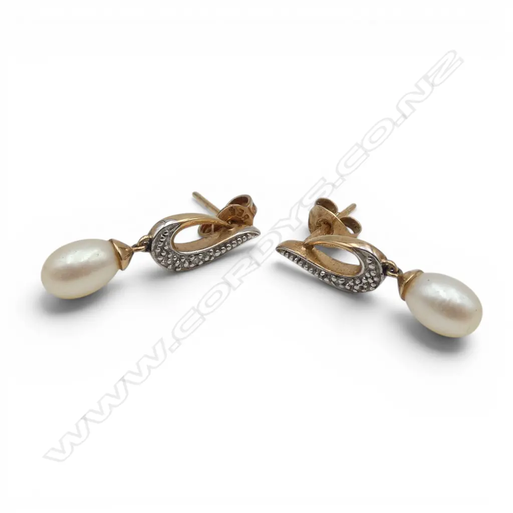 PR 9CT PEARL EARRINGS, 2gms Image 1++