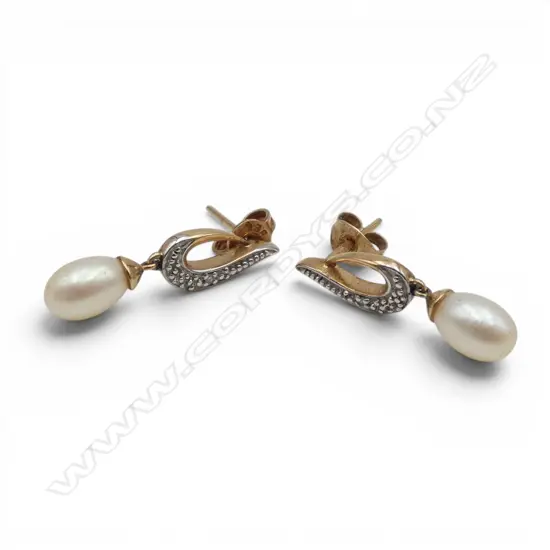 PR 9CT PEARL EARRINGS, 2gms
