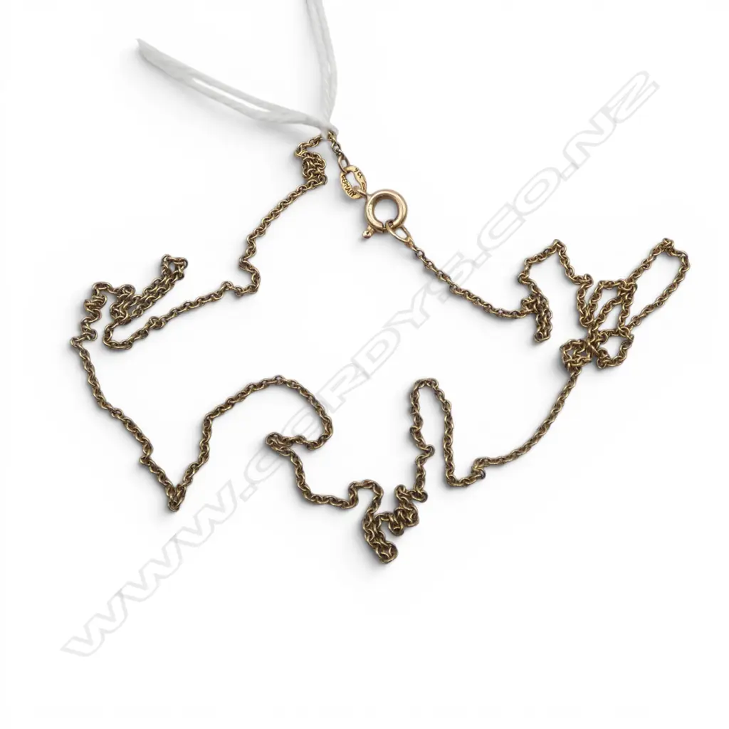 9ct GOLD GERMAN fine link NECK CHAIN L.440mm. 1.6gms Image 1++