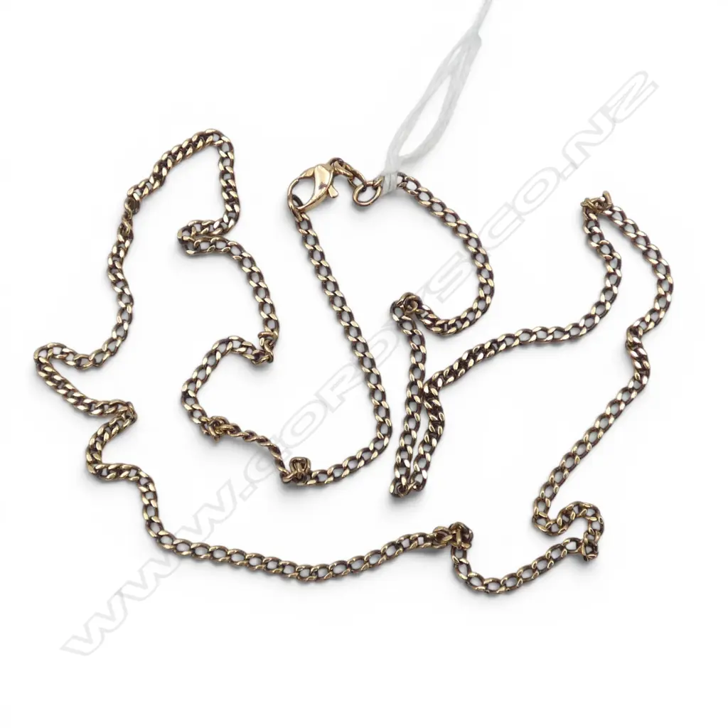 9ct GOLD CHAIN NECKLACE flat curb link L.645mm. 9.8gms Image 1++