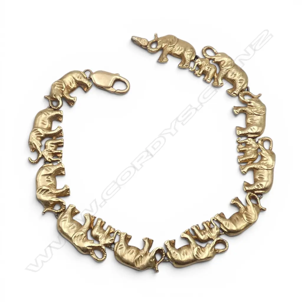 14CT ELEPHANT BRACELET L.245mm, 27.6gms Image 1++