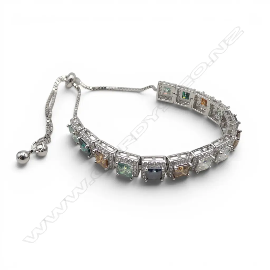 SILVER MULTI COLOURED MOISSANITE BRACELET Image 1++