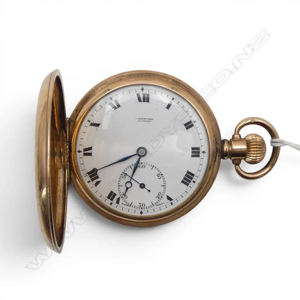 BUREN GENT'S early 20thC gold plate HUNTER POCKET WATCH running Image 1++