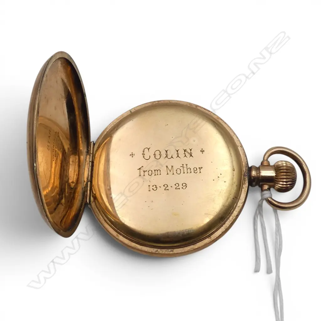 BUREN GENT'S early 20thC gold plate HUNTER POCKET WATCH running Image 1++