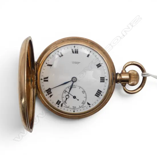 BUREN GENT'S early 20thC gold plate HUNTER POCKET WATCH running