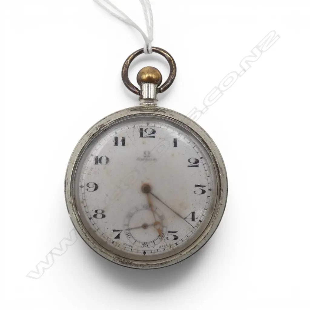 OMEGA SILVER PLATE POCKET WATCH (NOT RUNNING) 50mm dia Image 1++