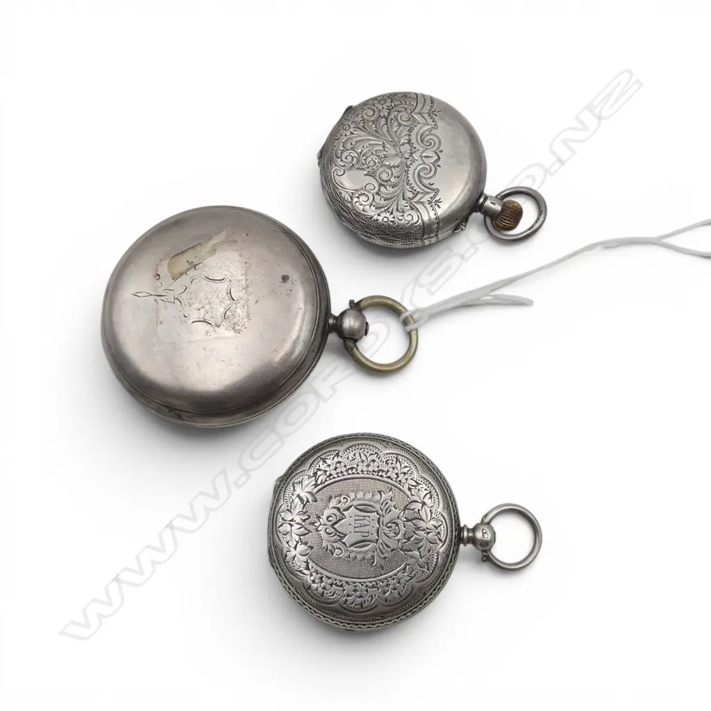 3 SILVER POCKET WATCHES; 2x 925 1x 935 FAULTS Image 1++