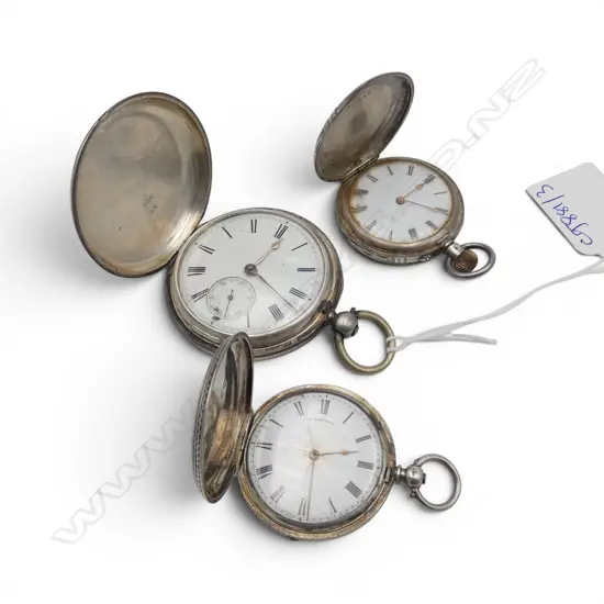 3 SILVER POCKET WATCHES; 2x 925 1x 935 FAULTS