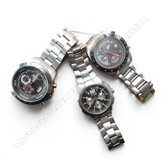 3 GENT'S LGE WRISTWATCHES: GP Pure Emotion + Ford Mustang 'The Legend' + 'CAT Racing'. Not running