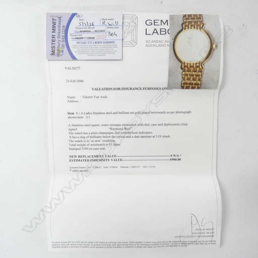 LADIES RAYMOND WEIL STAINLESS STEEL GOLD PLATED WRISTWATCH  old valuation, new battery Image 1++