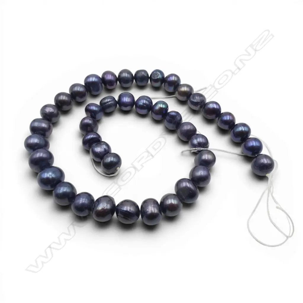 STRING OF  BLACK  TAHITIAN PEARLS NO CLASP Image 1++