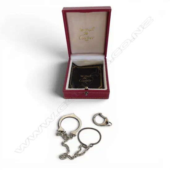VINTAGE CARTIER 'UNIQUE LOCKING SYSTEM' KEY RING w. original box & booklet L.170mm